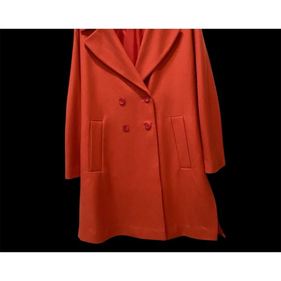 Peacoat Wool Blend. Beautiful Deep Orange. Drop belt in back. Very stylish. - Picture 5 of 5